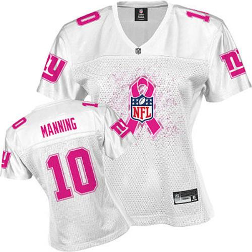 Giants #10 Eli Manning White 2011 Breast Cancer Awareness Stitched NFL Jersey - Click Image to Close